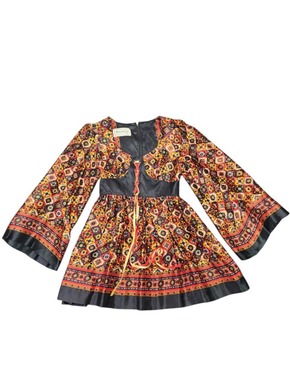Vintage Young Innocent by Arpeja Psychedelic Mini Summer Dress Corset 60's